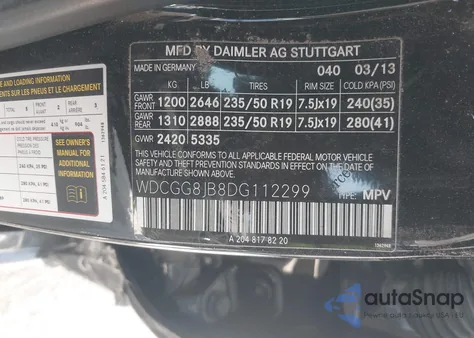 2013 Mercedes-Benz Glk 350 4Matic from USA, damaged, VIN WDCGG8JB8DG112299